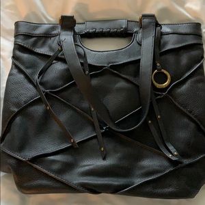 Black leather satchel